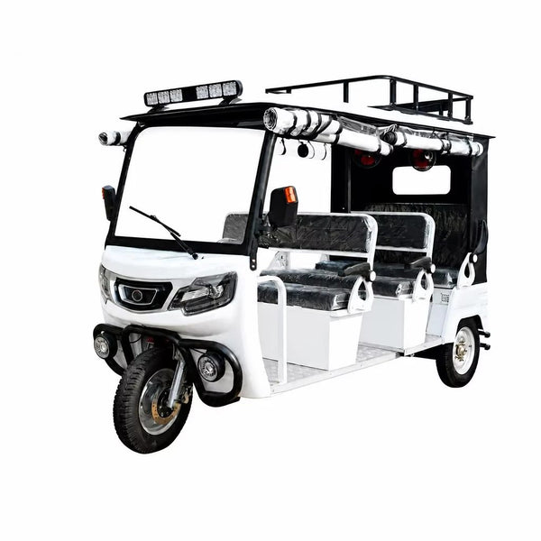 3 Wheeler Electric Tricycle Cargo 1200w 72v Adults Enclosed Cab Tuk Tuk Auto Rickshaw 9 Passengers