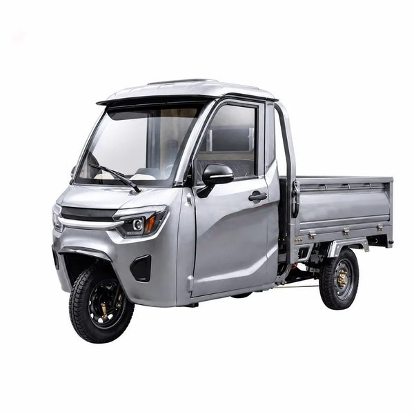 3 Wheels Electric Cargo Tricycle 1200w 60v Car Style Enclosed Cab Open Flatbed Mini Pickup Style For Adults Delivery