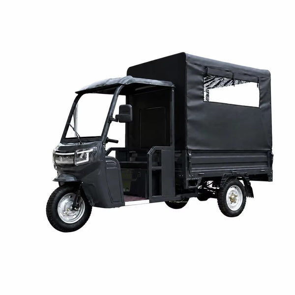 Electric Cargo Tricycle 3 Wheels 1000w 60v Canvas Canopy Tarpaulin Cover Lithium Battery Cargo Trike For Last Mile Delivery