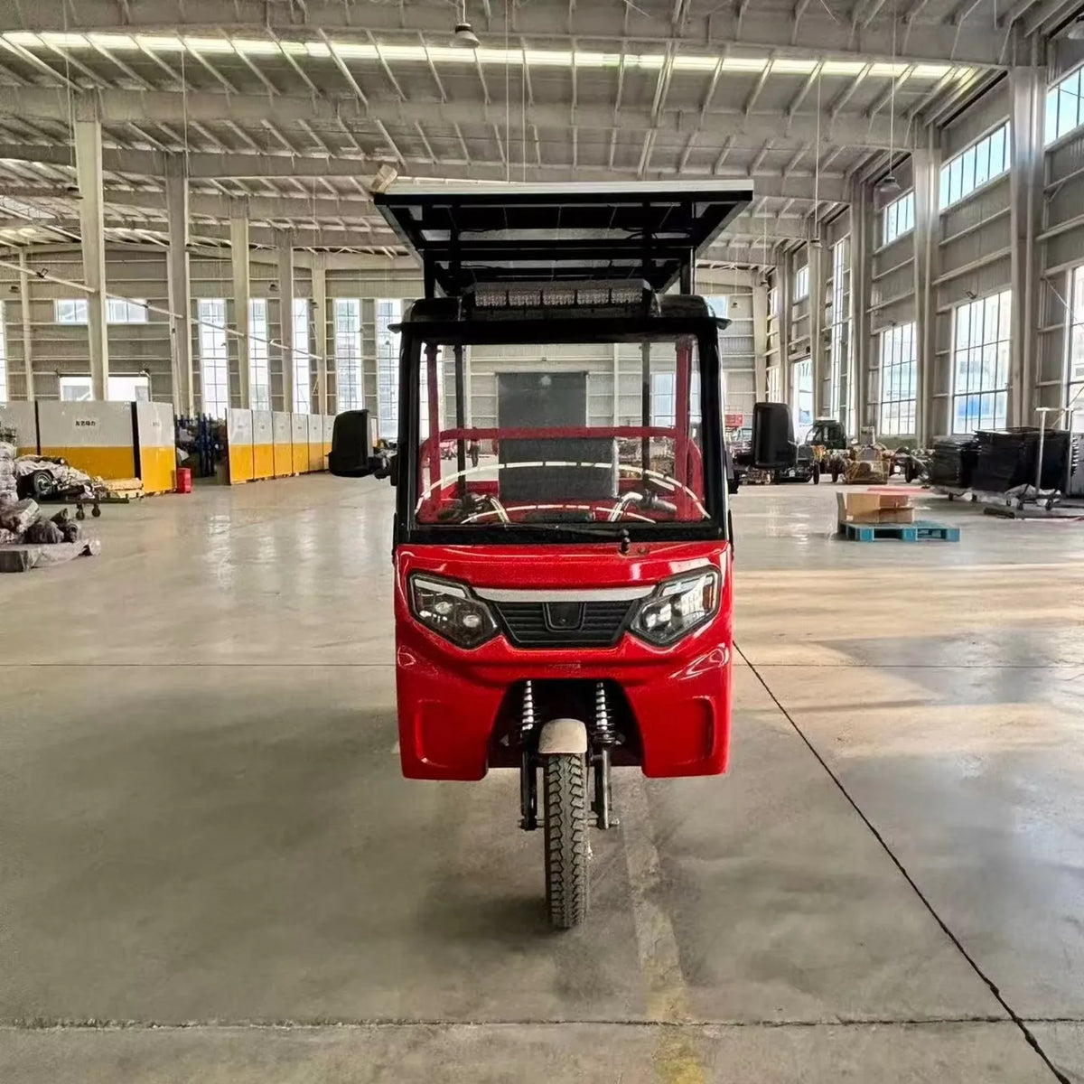 Electric Cargo Tricycle 3 Wheels >1000w 60v Solar Panel Roof Open Steel Cargo Bed Led Light 400kg+ Payload For Farm Adults