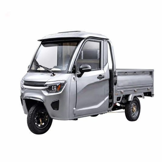 3 Wheels Electric Cargo Tricycle 1200w 60v Car Style Enclosed Cab Open Flatbed Mini Pickup Style For Adults Delivery