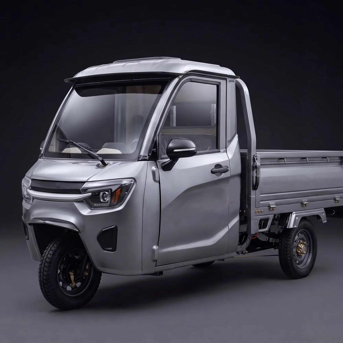 3 Wheels Electric Cargo Tricycle 1200w 60v Car Style Enclosed Cab Open Flatbed Mini Pickup Style For Adults Delivery