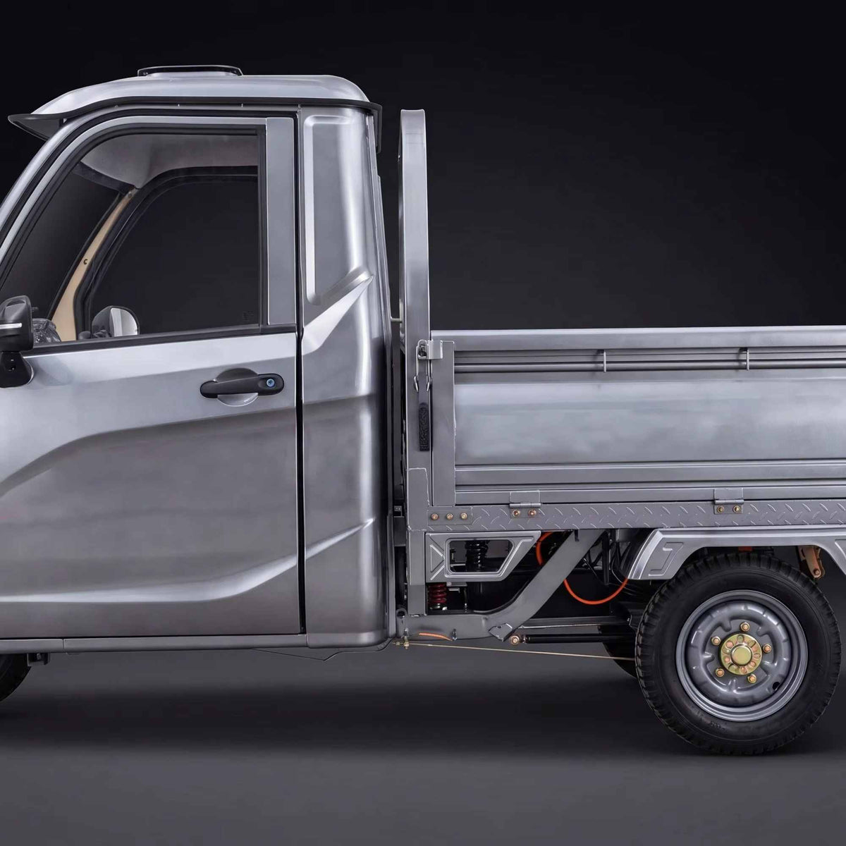 3 Wheels Electric Cargo Tricycle 1200w 60v Car Style Enclosed Cab Open Flatbed Mini Pickup Style For Adults Delivery