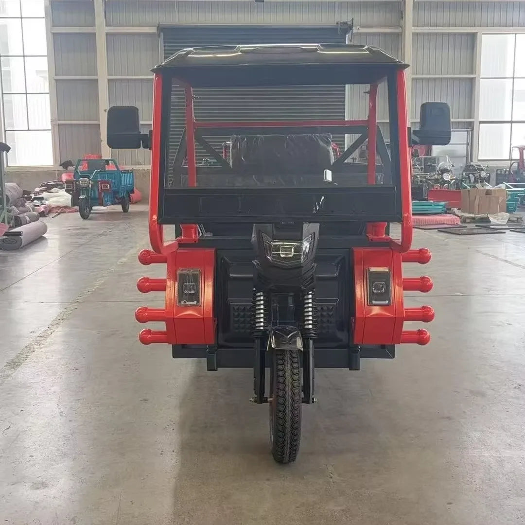 Electric Adult Tricycle &1000w 60v Open Body High Side Steel Cargo Bed Semi Enclosed Cab 400kg Payload 50-70km/h For Goods