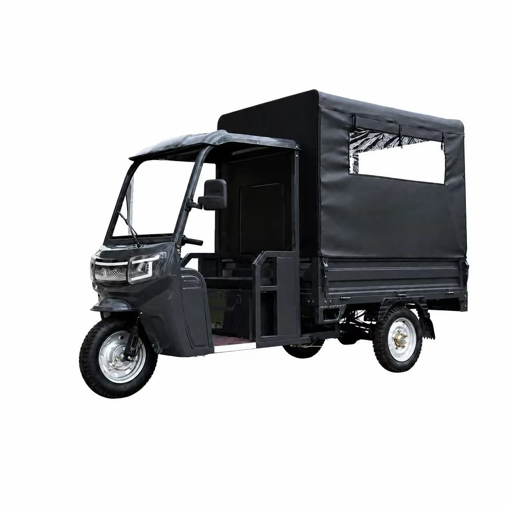 Electric Cargo Tricycle 3 Wheels 1000w 60v Canvas Canopy Tarpaulin Cover Lithium Battery Cargo Trike For Last Mile Delivery