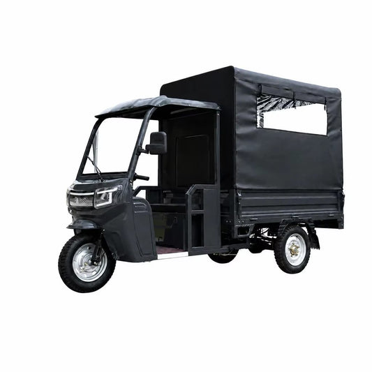 Electric Cargo Tricycle 3 Wheels 1000w 60v Canvas Canopy Tarpaulin Cover Lithium Battery Cargo Trike For Last Mile Delivery