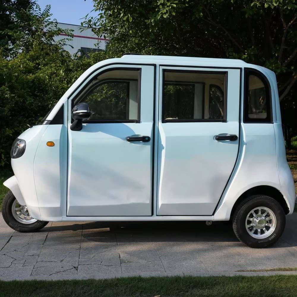 Electric Passenger Tricycle Fully Enclosed 4 Doors 60v 1000w Led Halo Headlight Alloy Wheels For Elderly Adults