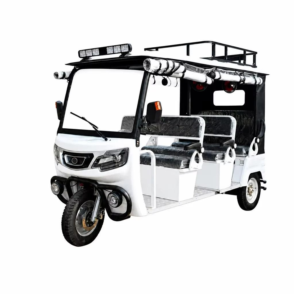 Electric Rickshaw 1000w 60v Hard Steel Roof Facing Seats Open Side Grab Handle Ce Iso Certified For Daily Commute Taxi