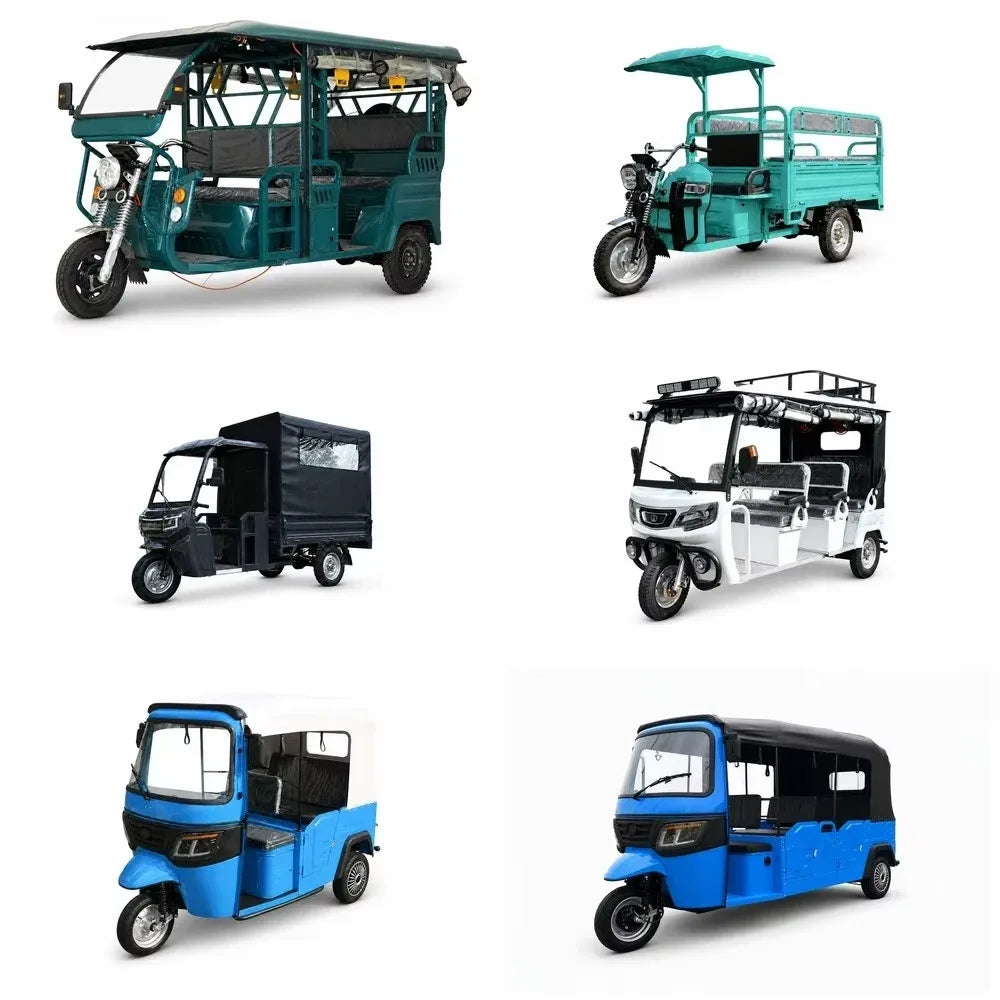 Electric Trishaw Passenger Tricycle Usb Charging Port Front Basket For The Market All Weather Protection Front Windshield