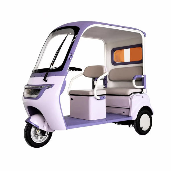 Semi-enclosed Electric Passenger Tricycle Hard Roof Canopy Windshield Wiper 60v 1000w For Ladies Adults Commuting