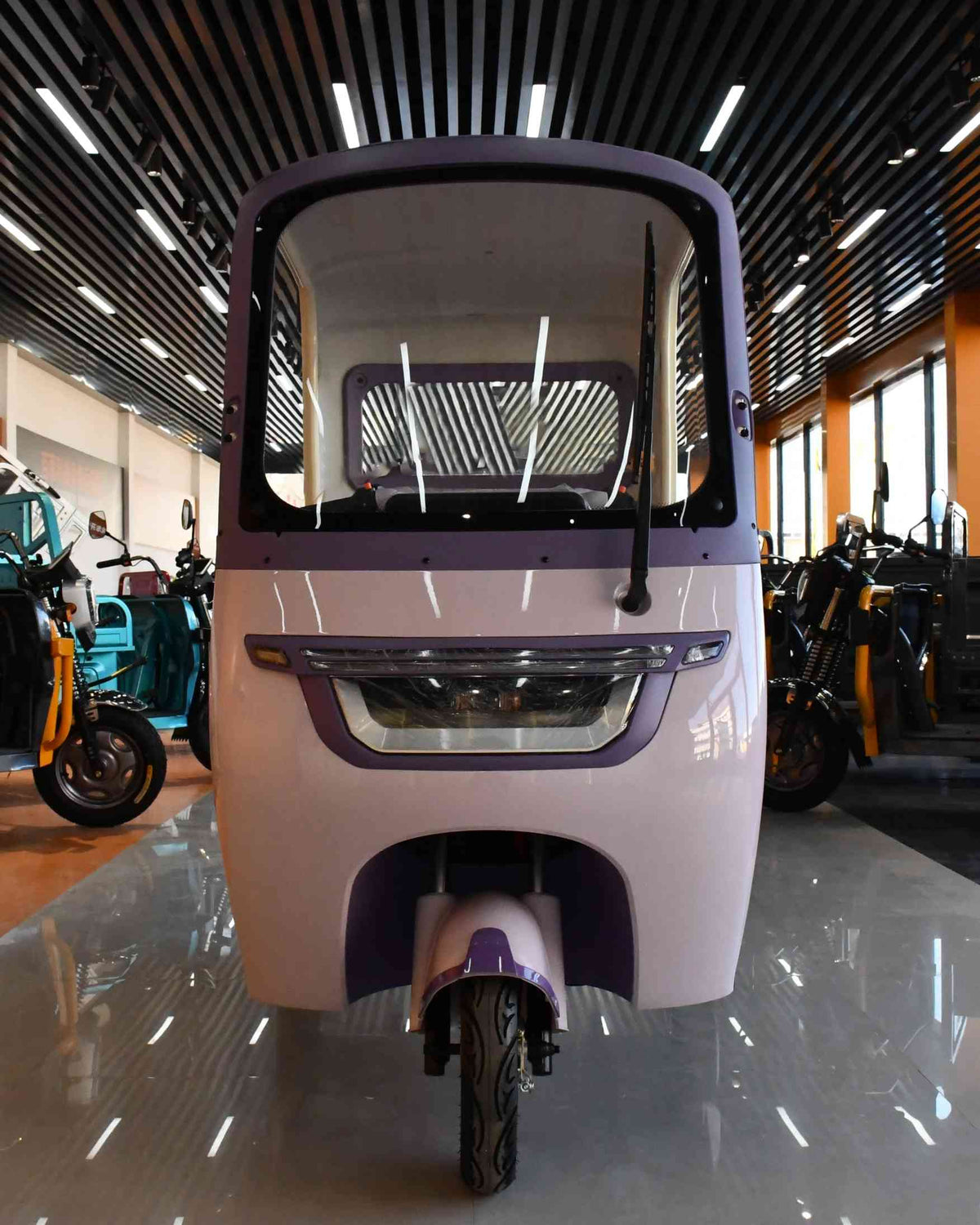 Semi-enclosed Electric Passenger Tricycle Hard Roof Canopy Windshield Wiper 60v 1000w For Ladies Adults Commuting