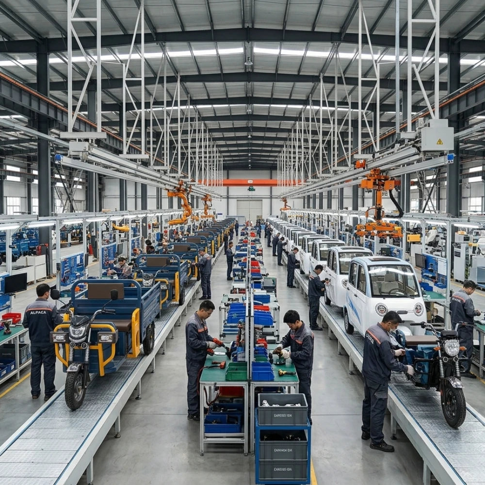 Designed electric cargo and passenger tricycles in the USA, manufactured at our own factory in Xuzhou, China